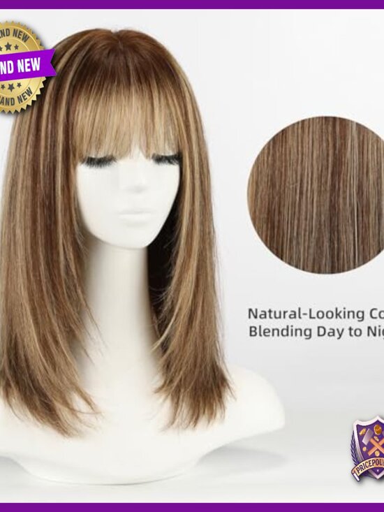 Shoulder Length Human Hair Wig with Bangs, Layered Style main image 4